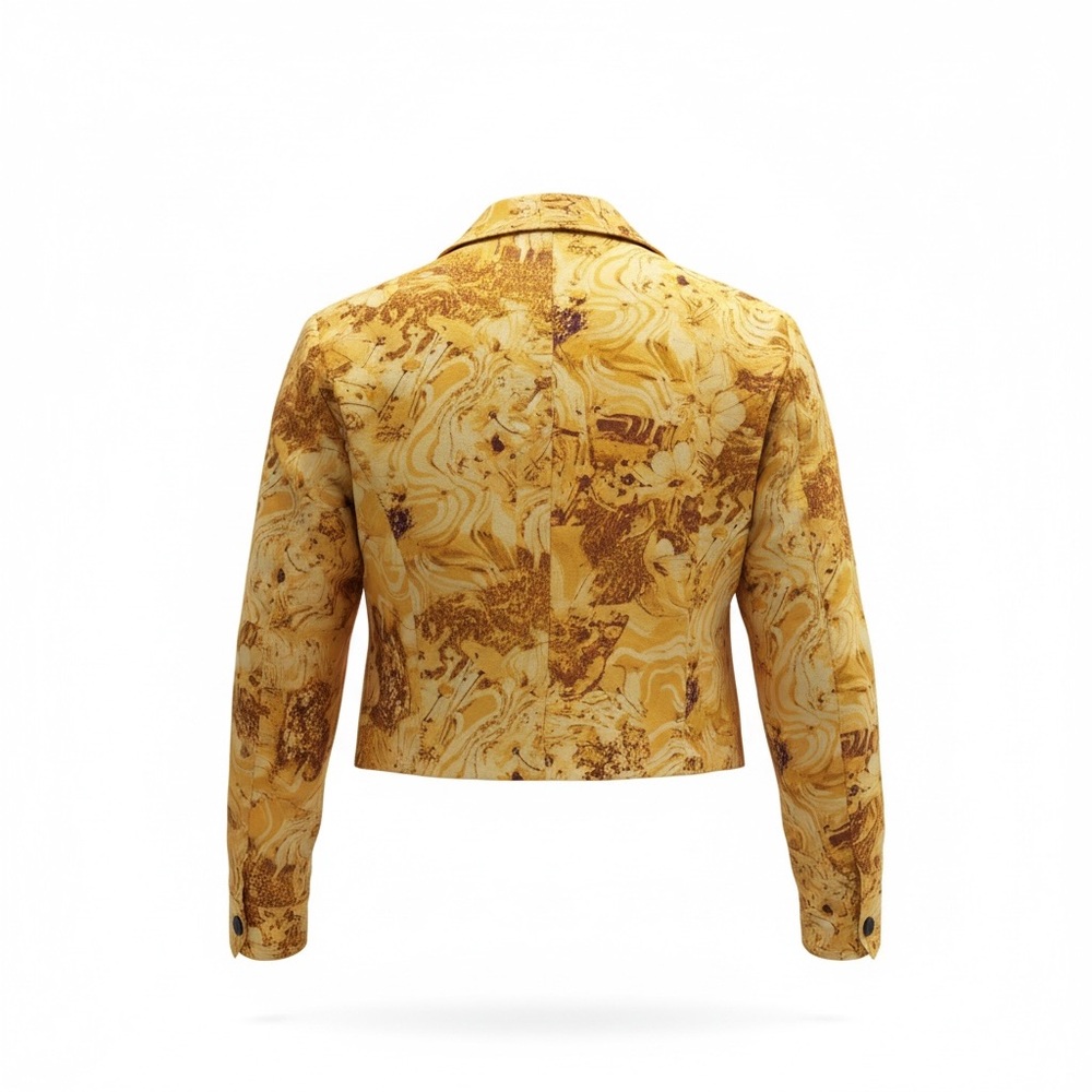 Wild Fable Yellow Abstract Floral Cotton Canvas Cropped Shacket - NWT XS - Picture 4 of 6